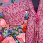 ANGEL WING KIMONO SILK ROBE Duster Jacket Pink Cherry Blossom