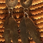 FEATHER NATIVE EARRINGS Zuni Native Sunface Sterling Silver Abalone Coral Turquoise Inlay