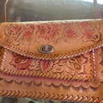 VINTAGE LEATHER PURSE 100% Rare Handpainted and Embossed Flower Design