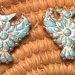 VINTAGE THUNDERBIRD EARRINGS Turquoise Sterling Silver Stamped Rare Unique Tiny Inlay