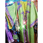 REVERSIBLE SILK ROBE Lime Green 100% Silk Long-Sleeve Maxi Dress Pocket One Size Fits All Plum Pink Wrap Dress