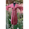 SPRING BOHO DRESS Cherry Blossom Pink Silk Blend Hippie With Bell Sleeve