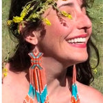 FLYING FAIRY HANDMADE NATIVE EARRINGS Super Long Native American Boho One of a Kind Seed Besd Navajo Tina Dangle Earrings