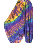 TIE DYE PANTS fits xs to xxl Loose Unisex Plus Men Rainbow Festival Harem Relaxed Rayon