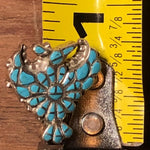 VINTAGE THUNDERBIRD EARRINGS Turquoise Sterling Silver Stamped Rare Unique Tiny Inlay