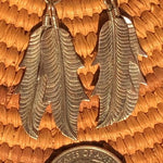 FEATHER NATIVE EARRINGS Zuni Native Sunface Sterling Silver Abalone Coral Turquoise Inlay