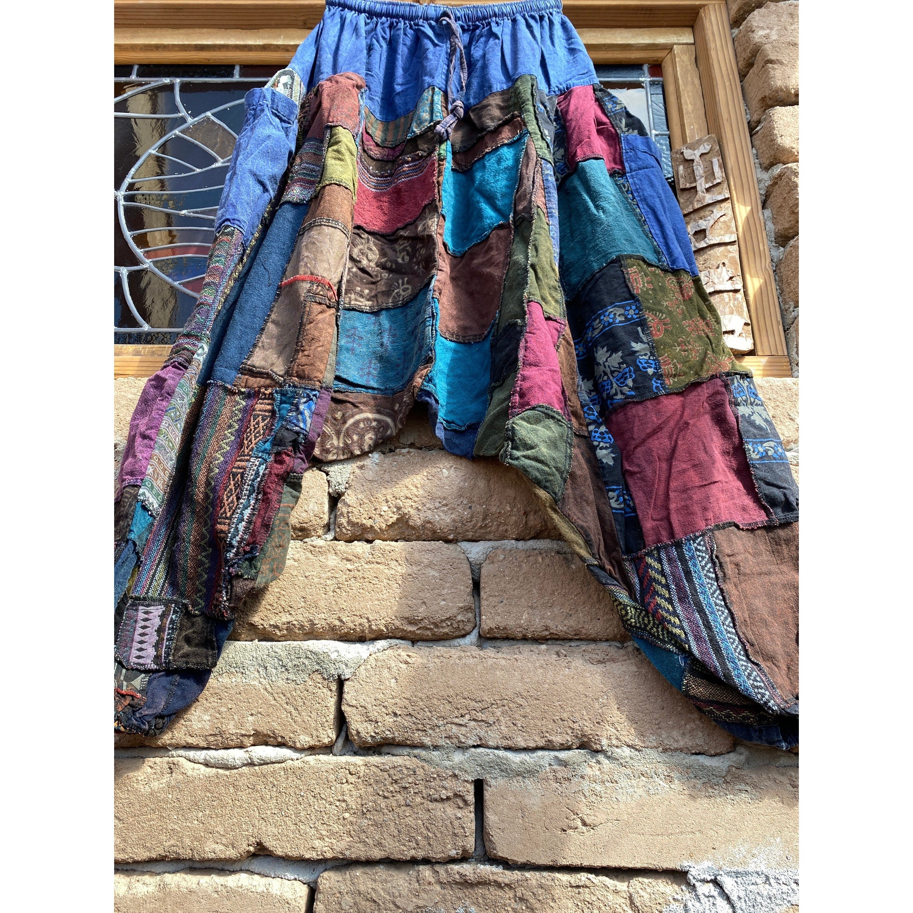 PATCHWORK PANTS UNISEX Mens Cotton Eco-Friendly Recycled Hippie Boho F – Shop  Bouboulina