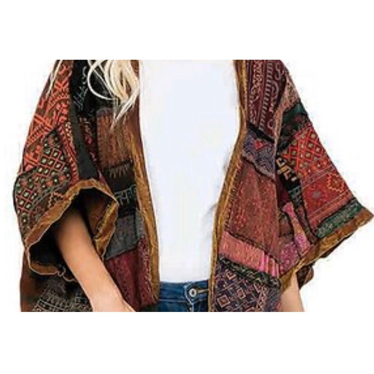 COTTON PATCHWORK DUSTER, Men’s Women’s Coat, Hippie Overcoat Patchwork, Boho Jacket Bell Sleeve, Eco Boho Unisex Multicolor Fits xs-3x