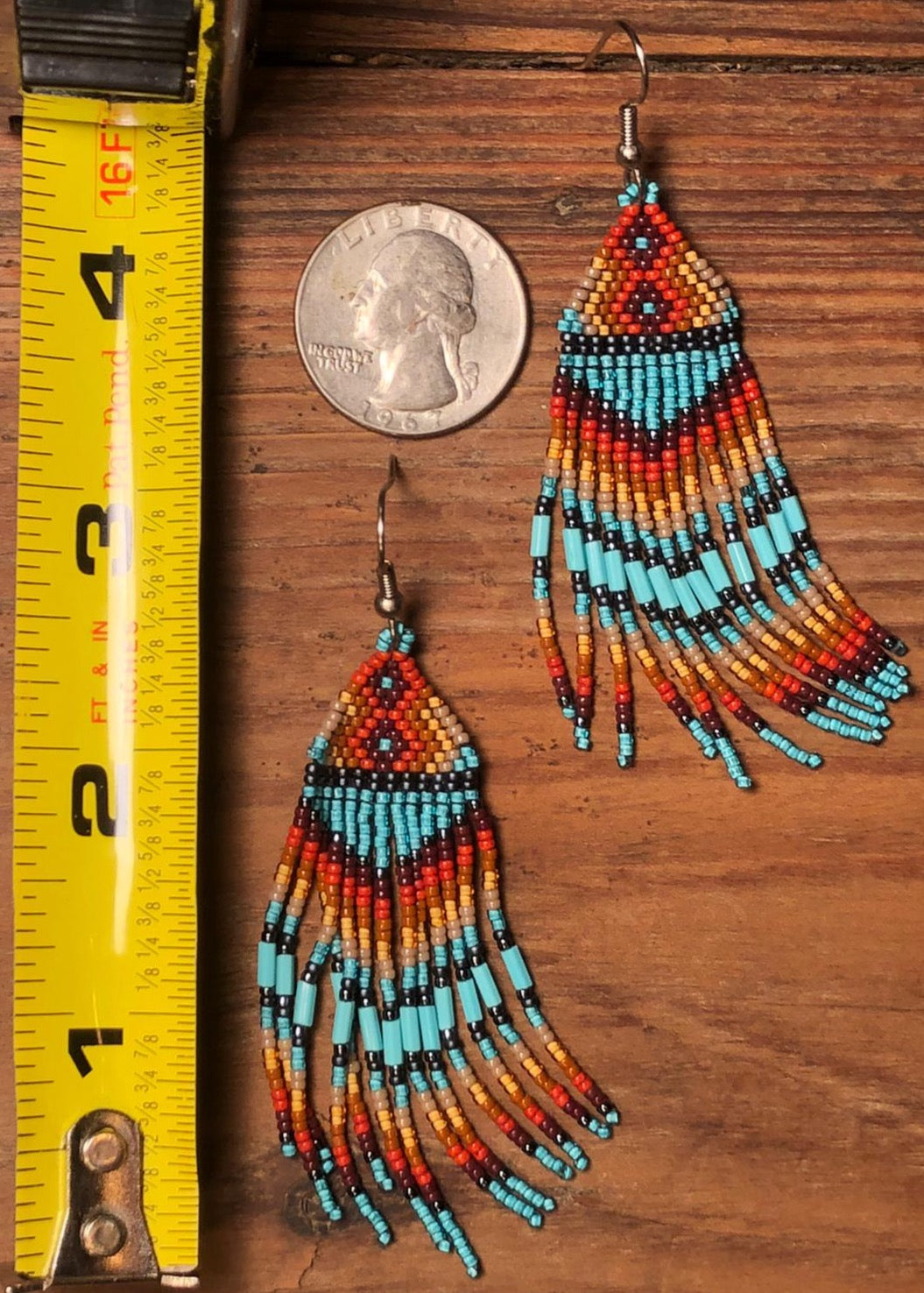 HAND BEADED EARRINGS Navajo New Mexico Made