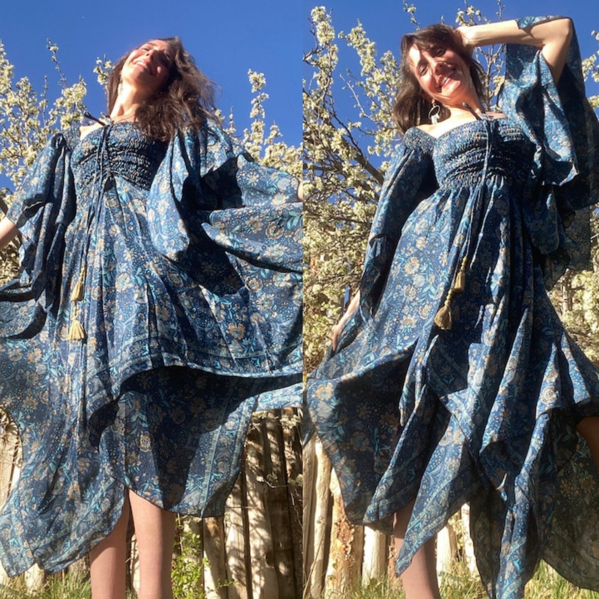 Stevie DREAMS DRESS | Boho Stevie Nicks-Inspired Maxi | 70% Silk | XS to 5X | Blue, Purple & Red xs/s / Purple Stevie DREAMS DRESS | Boho Stevie Nicks-Inspired Maxi | 70% Silk | XS to 5X | Blue, Purple & Red xs/s / Purple