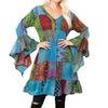 STEVIE PATCHWORK BELL Super Bell Sleeve Eco Cotton Boho Hippie Crop Wrap Top