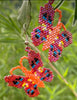 BUTTERFLY BEADED EARRINGS Red Sparkles Seed Beads Native American