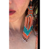 NATIVE BEADED EARRING Lucky horseshoe Vintage Native American beaded earrings rug design handmade navajo