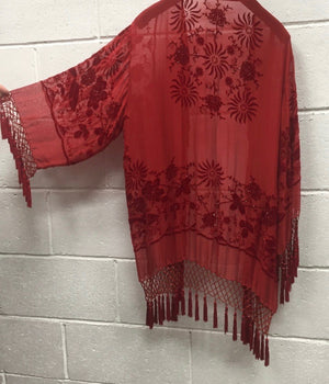 HAND BEADED KIMONO Silk Burnout Velvet One Size