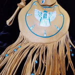 HANDMADE FRINGE PURSE Leather Thunderbird Western Hippie Navajo Mary Handpainted