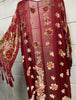 SILK HANDBEADED KIMONO Raspberry Rose Garden One Size Silk Velevt Burnout