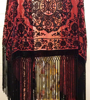 HIPPIE BEADED KIMONO Boho Burnout Silk Velvet Hippie one Size