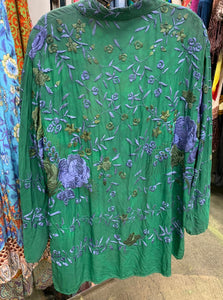 EMBROIDERED SILK KIMONO Hand Dyed