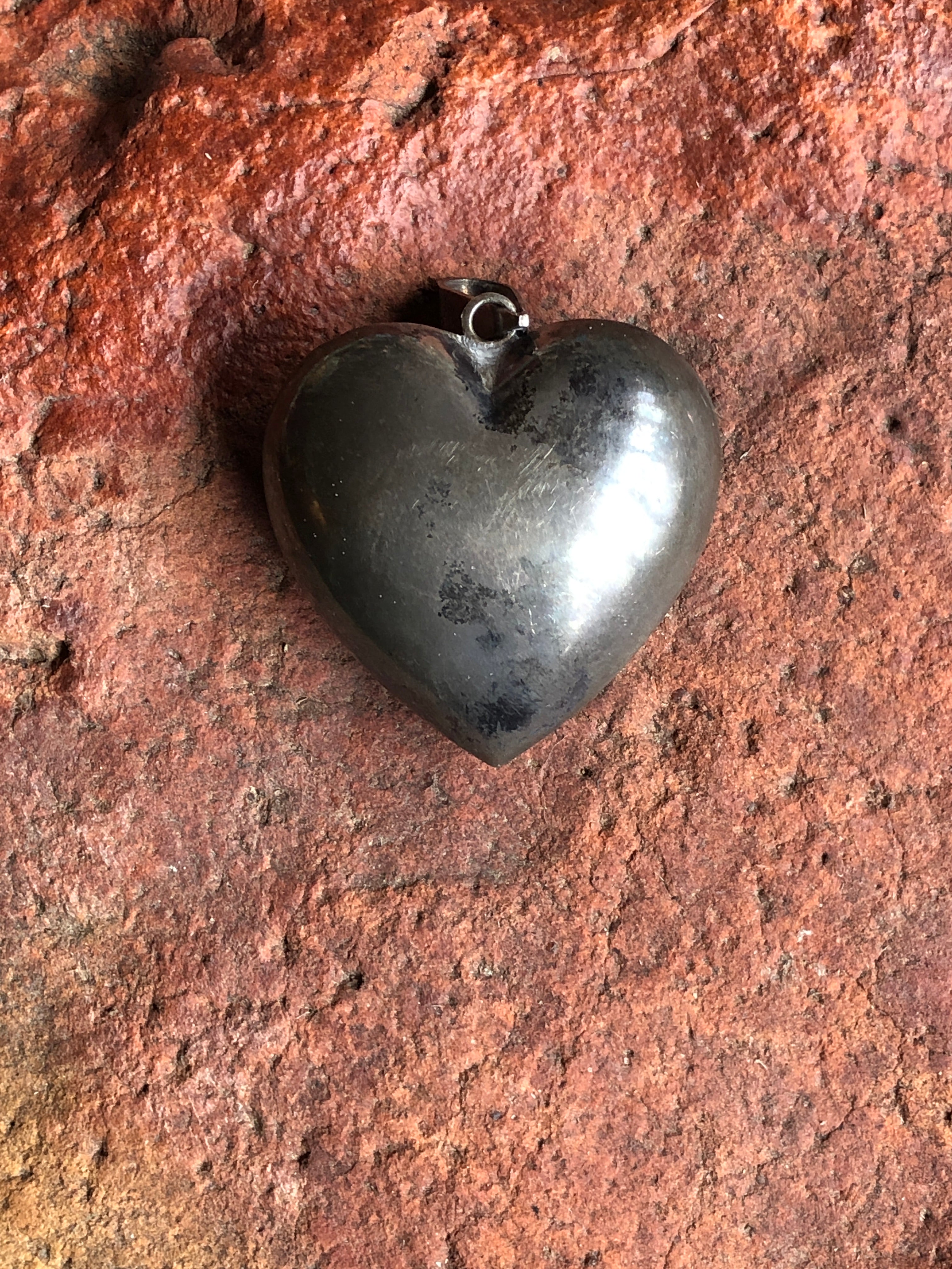 SILVER HEART PENDANT Big Vintage Sterling Silver Heart