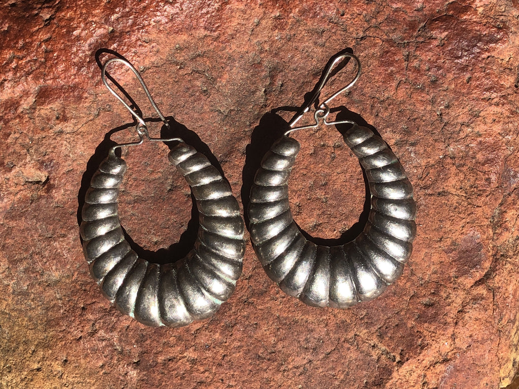 VINTAGE SILVER EARRINGS Native American Handmade