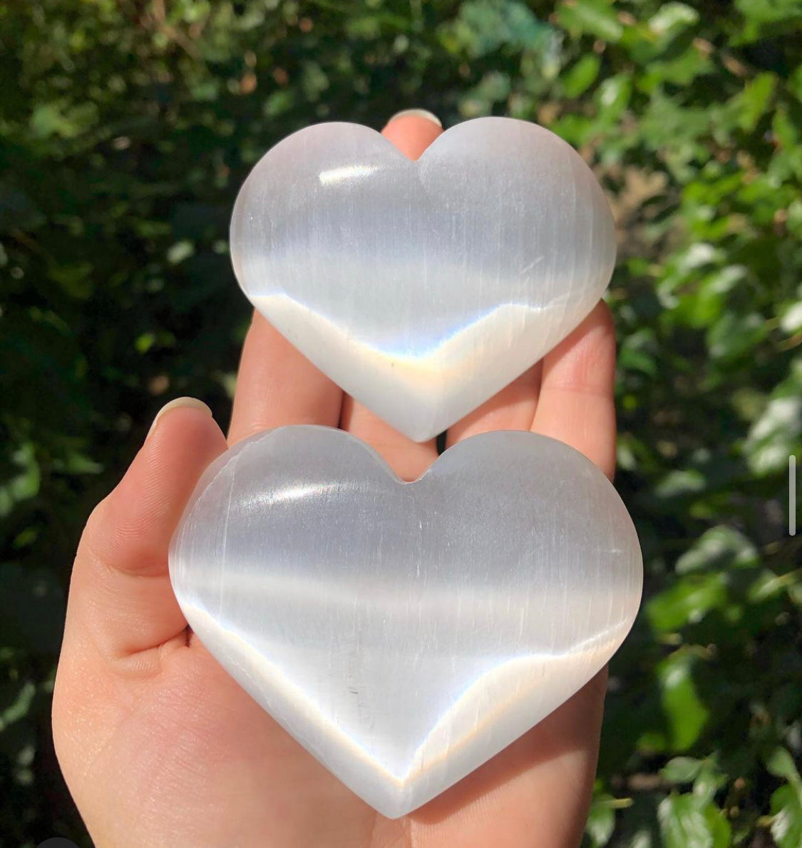 SELENITE CRYSTAL HEARTS set of 2 Large Gift For all Natural Boho Home Decor