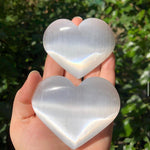 SELENITE CRYSTAL HEARTS set of 2 Large Gift For all Natural Boho Home Decor