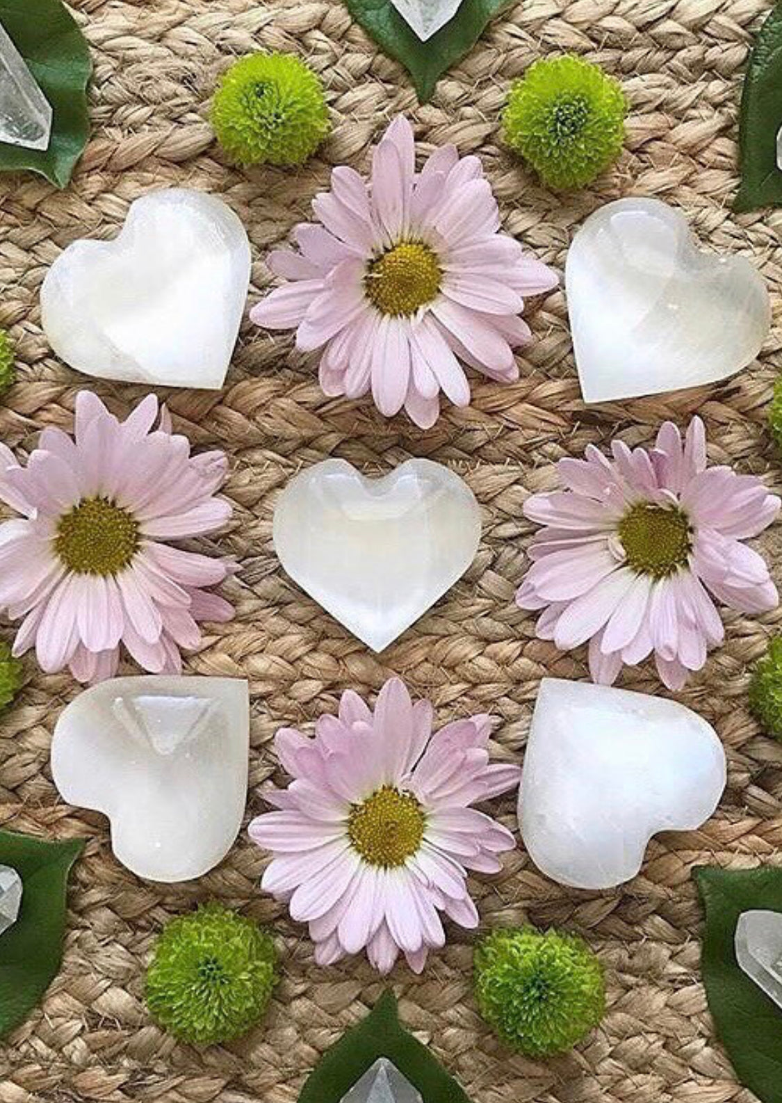 SELENITE CRYSTAL HEARTS set of 2 Large Gift For all Natural Boho Home Decor