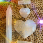 SELENITE CRYSTAL HEARTS set of 2 Large Gift For all Natural Boho Home Decor