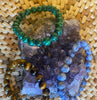 CRYSTAL HEALING BRACELETS (set of 3) plus AMETHYST GEODE Malachite, Tiger Eye, Lapis Lazuli