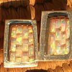 OPAL SILVER EARRINGS Posts Inlay Rare Zuni Native American Vintage