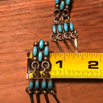 VINTAGE TURQUOISE EARRINGS Nickel Rare Lightweight Fringes