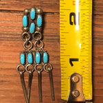 VINTAGE TURQUOISE EARRINGS Nickel Rare Lightweight Fringes