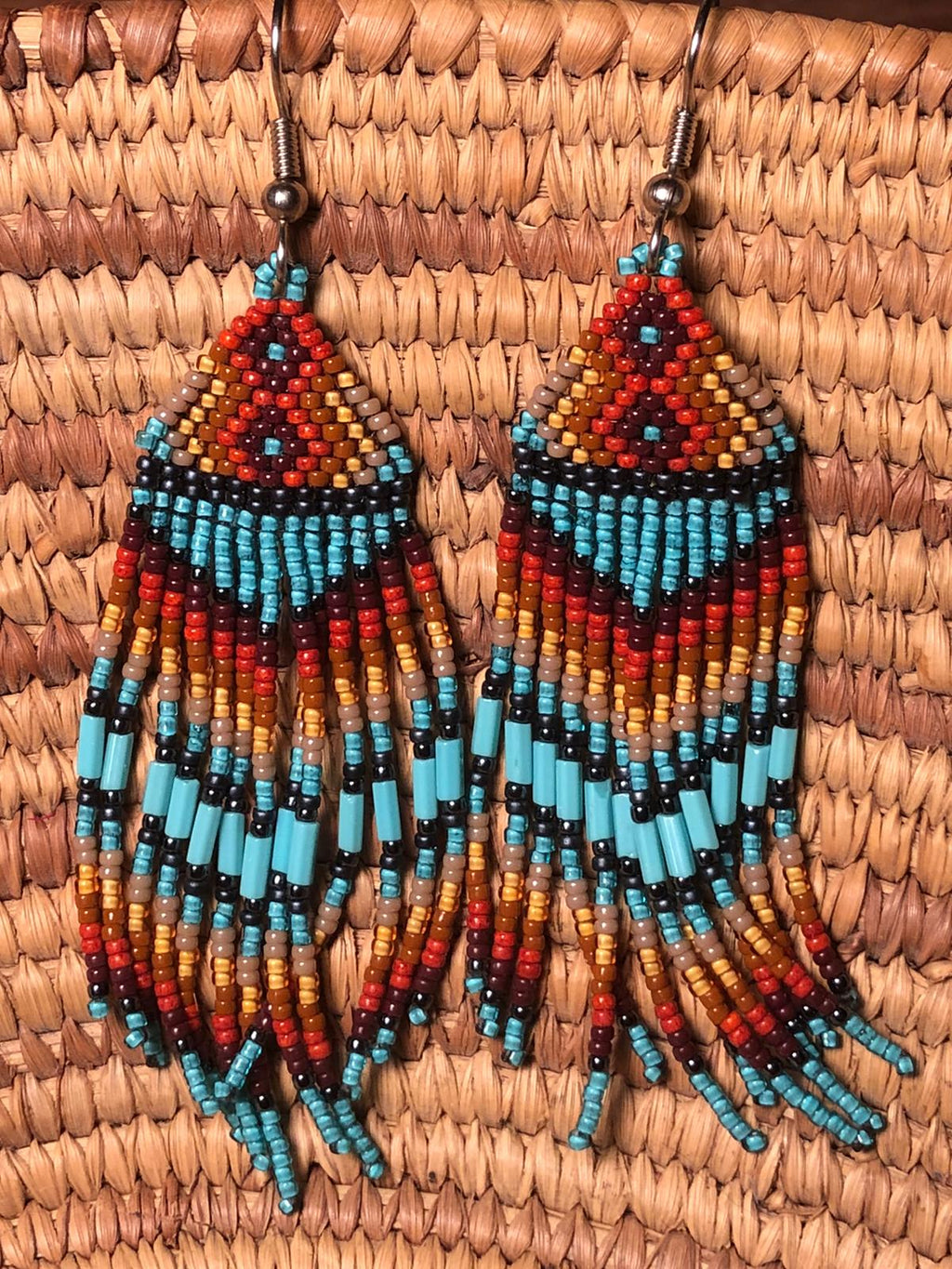 HAND BEADED EARRINGS Navajo New Mexico Made