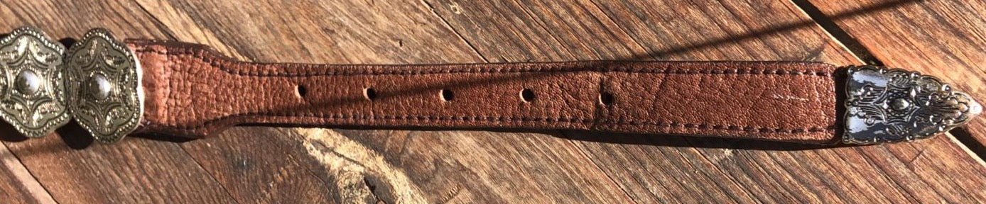 VINTAGE LEATHER BELT Women's Genuine Leather Size 26 Nickel Adornment