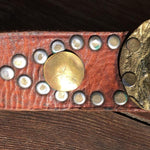 VINTAGE LION BELT Rare Women's Cast Iron Leather Studded