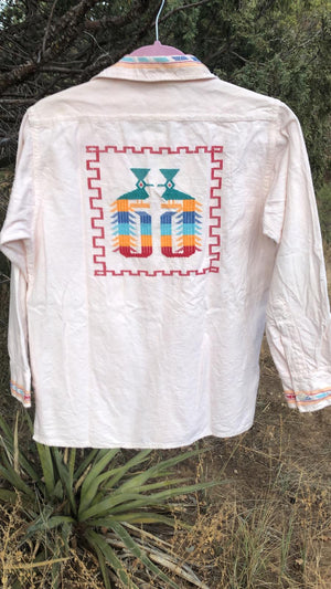 1970s EMBROIDERED SHIRT Rare Vintage Cotton Handmade Unisex