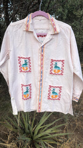 1970s EMBROIDERED SHIRT Rare Vintage Cotton Handmade Unisex