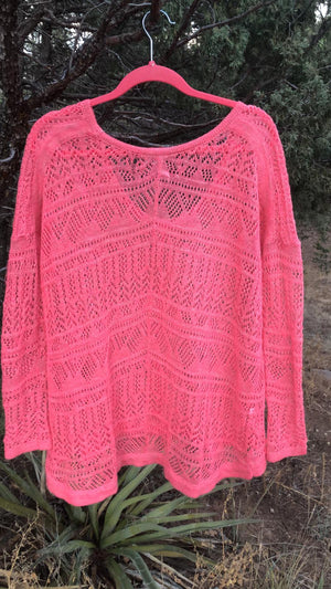 FREE PEOPLE TOP Sweater Sheer Pink