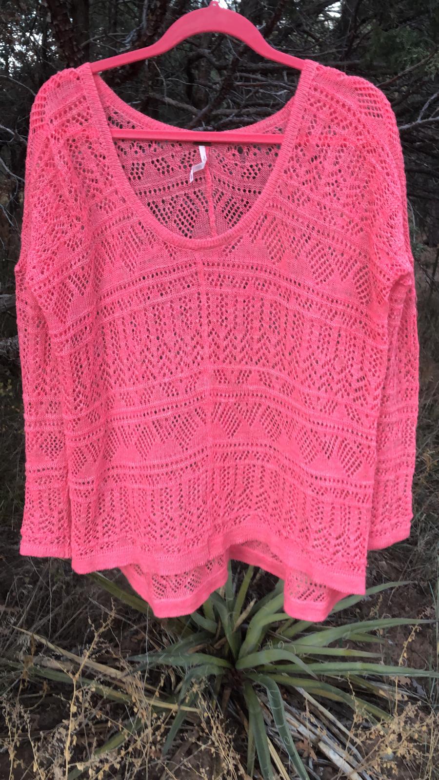 FREE PEOPLE TOP Sweater Sheer Pink