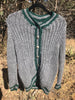 VINTAGE HANDKNIT SWEATER Nickel Buttons Grey Forest Green