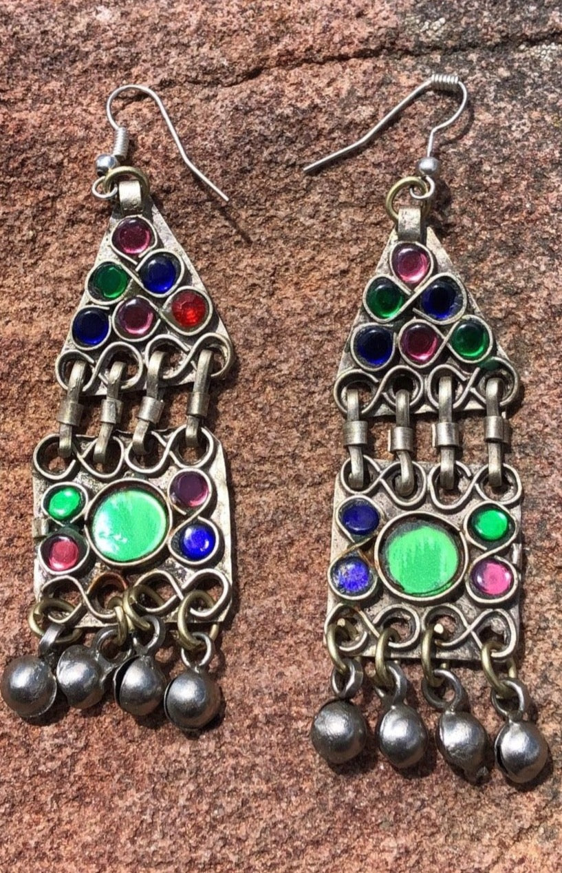 TRIBAL HIPPIE EARRINGS Shiny Fun Festival Nickel Silver