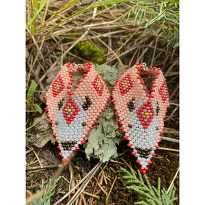 NATIVE HANDMADE EARRINGS Hand Beaded Navajo White Buffalo