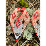 NATIVE HANDMADE EARRINGS Hand Beaded Navajo White Buffalo