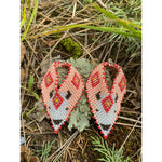 NATIVE HANDMADE EARRINGS Hand Beaded Navajo White Buffalo