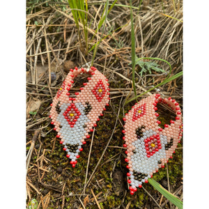 NATIVE HANDMADE EARRINGS Hand Beaded Navajo White Buffalo