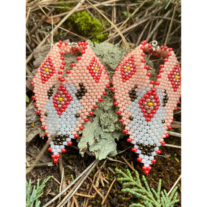 NATIVE HANDMADE EARRINGS Hand Beaded Navajo White Buffalo