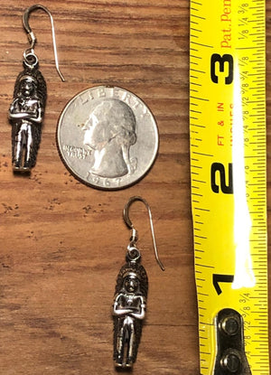 NATIVE SILVER EARRING Chief Navajo Handmade Sterling Native American