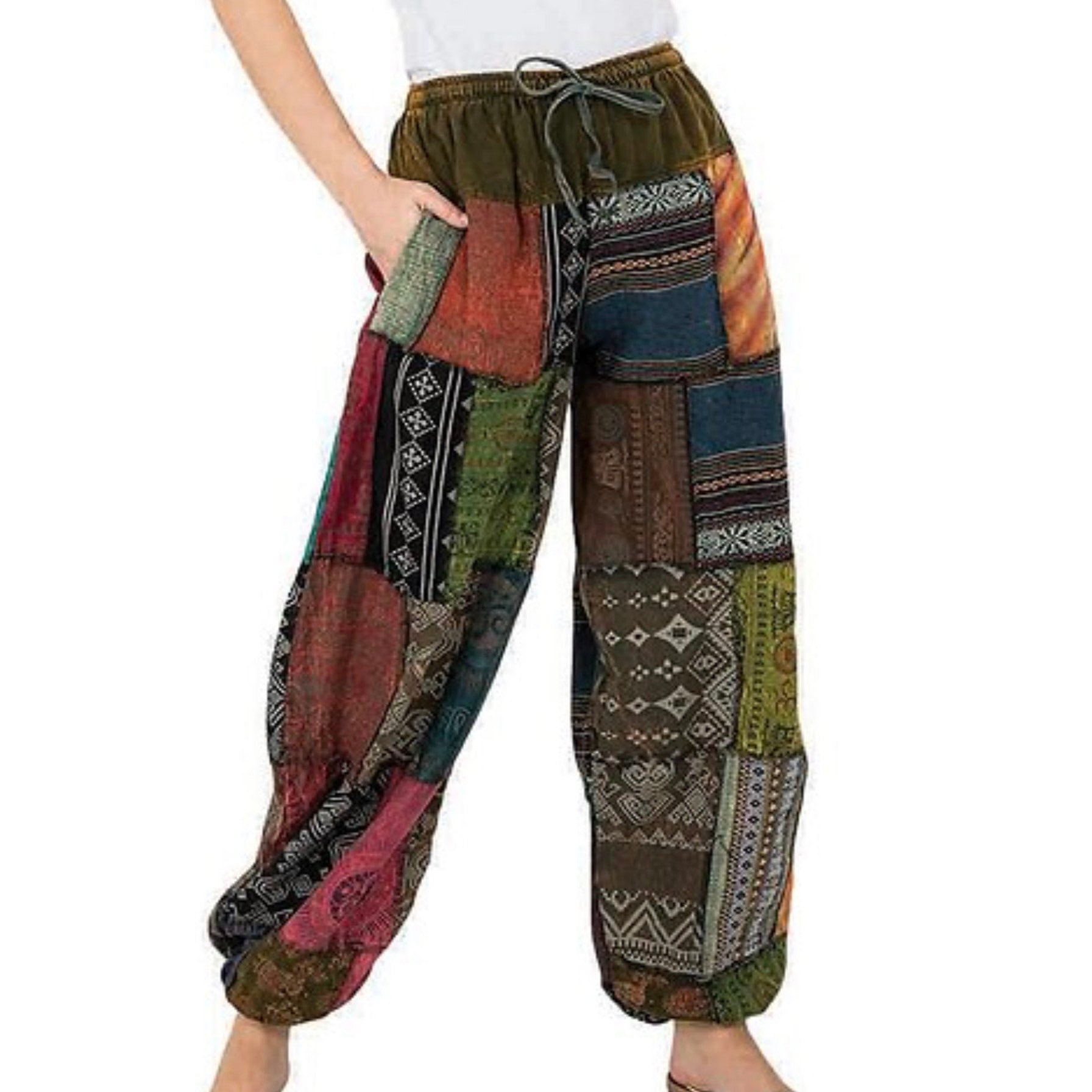 PATCHWORK BOHO PANTS, Patchwork Hippie Pants, Unisex Man Woman Pant,  Eco-Friendly Pant, Boho Clothing one size fits small to size 12 Xl