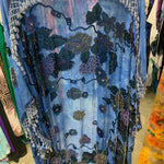 STEVIE NICKS KIMONO One Size Plus All Hand Beaded Hippie Blue Floral Silk Velvet