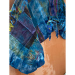 ECO WRAP TOP Blue 60s and 70s Patchwork Cotton With Ruffles Crop Hippie Boho